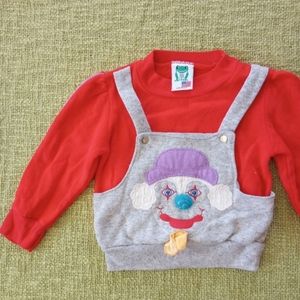 Vintage 80s Kids Clown Sweatshirt Size 3t